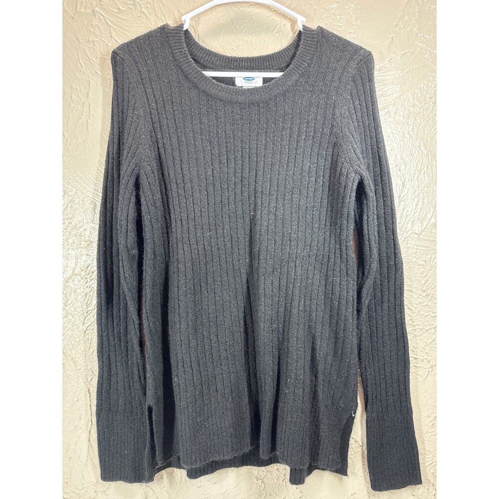 Old Navy Black Pullover Round Neck Ribbed Knit Sweater‎ Size Small
